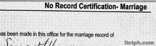 List of Requirements When Getting Certificate of NO Marriage Record