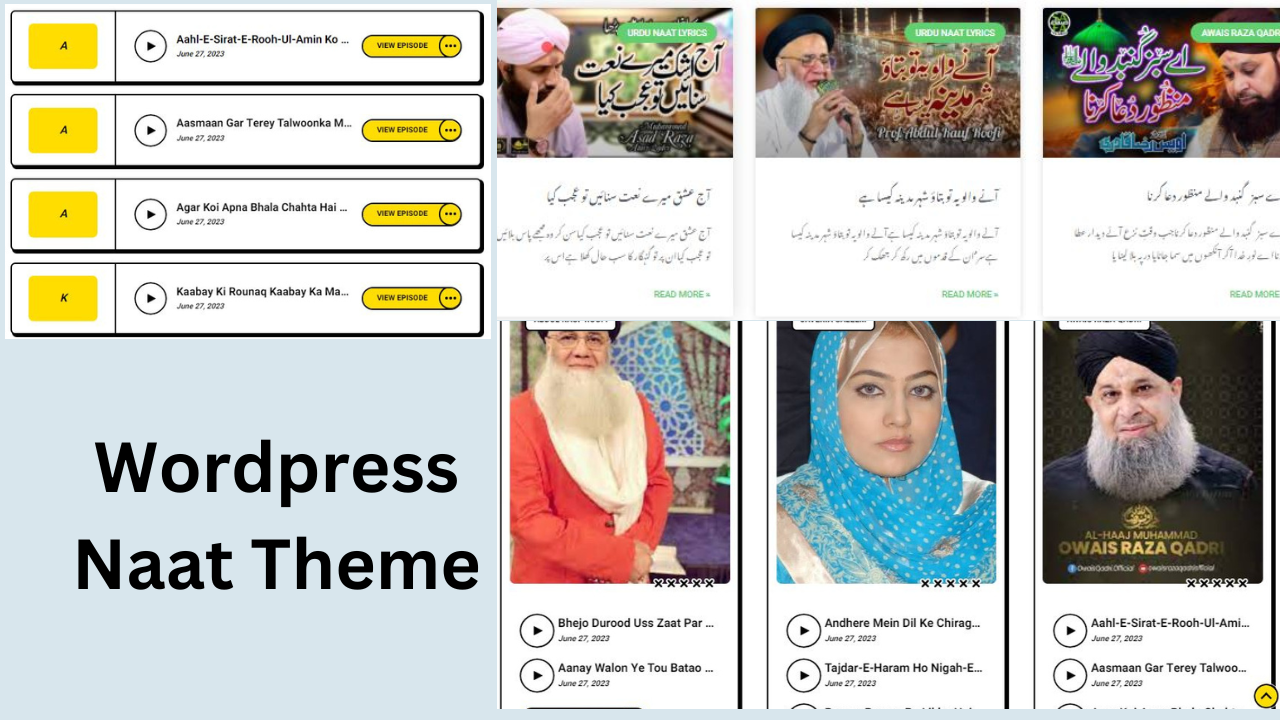 Urdu Naat Lyrics and Audio Theme For Wordpress