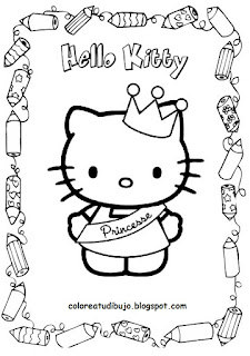 Hello Kitty como princesa para colorear