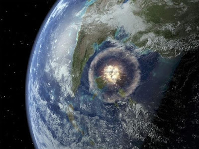 imagen ilustrativa del choque de un asteroide en la península de chucatán