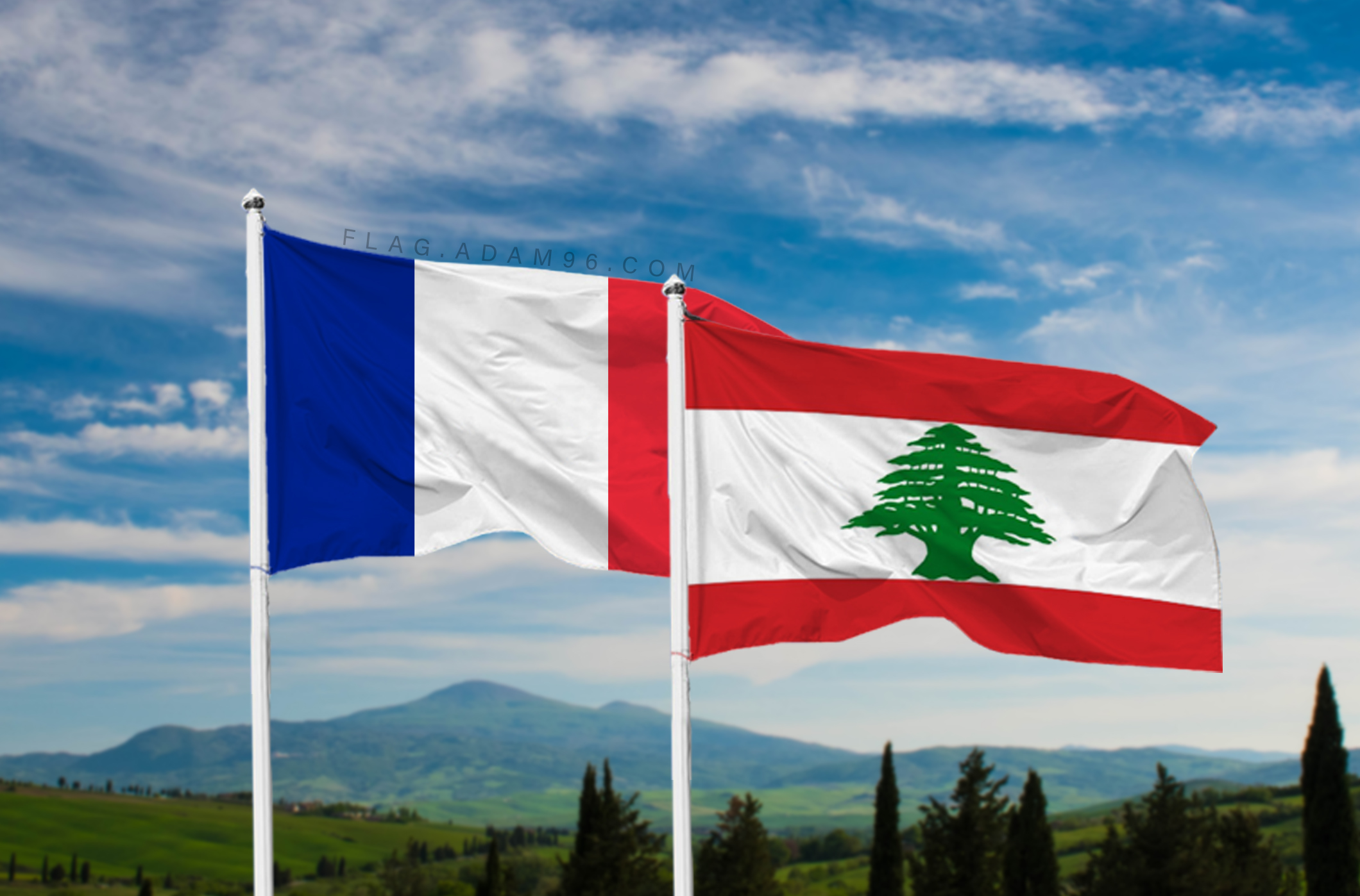 تحميل علم فرنسا ولبنان خلفية اعلام العالم بدقة عالية France and Lebanon