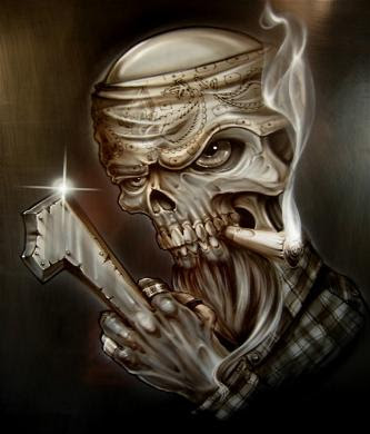 Mithos Tatto on Automotive Skull Smoke Airbrush Design   Collection Tattoo Airbrush