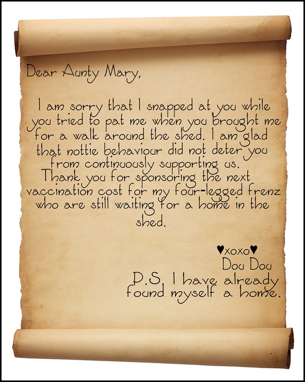 Dou Dou's appology to Aunty Mary