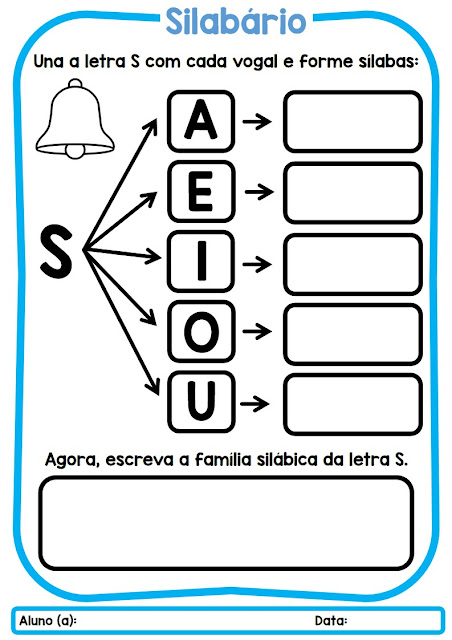 Família Silábica: SA SE SI SO SU: atividade de educação infantil alfabeto bastão, combine com vogais, escreva a silaba