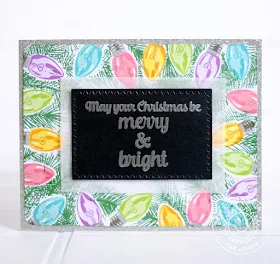 Sunny Studio Stamps: Merry Sentiments & Holiday Style Vintage Lights Border Christmas Card by Lexa Levana.