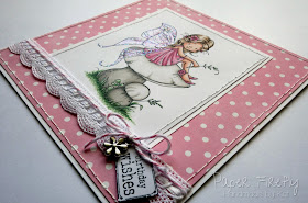 Pink CAS card featuring fairy on a mushroom (image from Sugar Nellie)