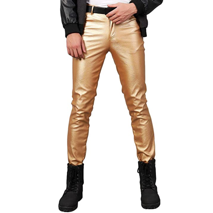 Motorcycle Party Holiday Performance Faux Leather Pants Jeans...