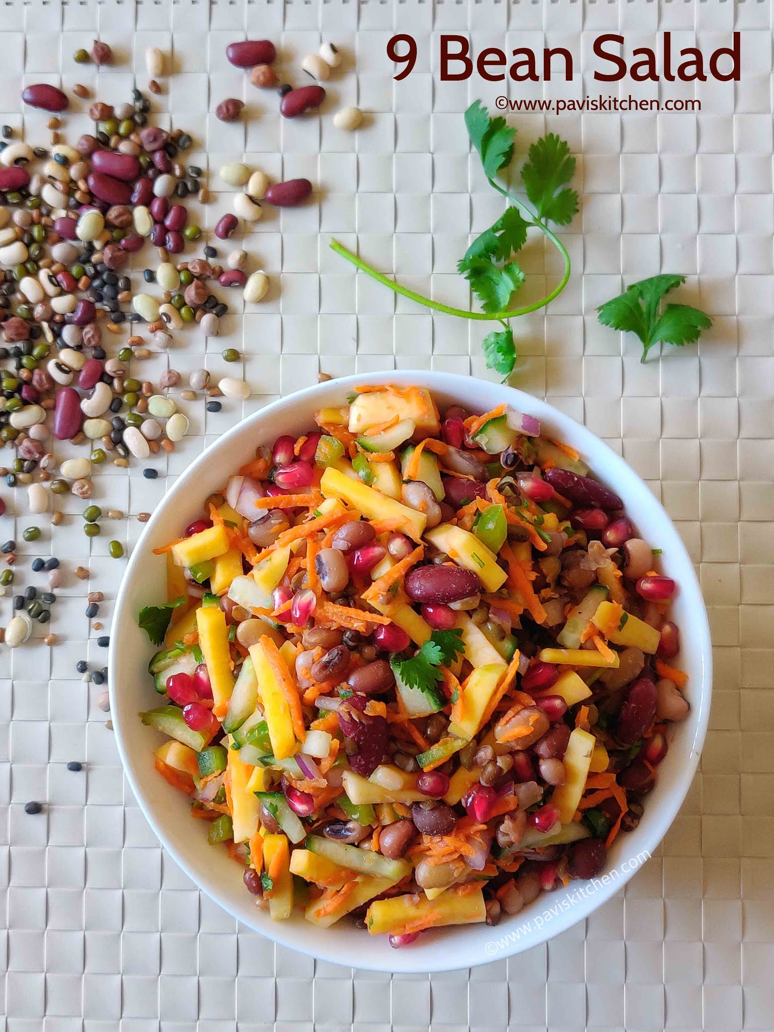 Mixed bean salad recipe | 9 bean salad | bean chaat recipe | navadhanya salad