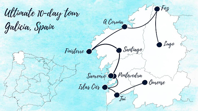 Ultimate 10-Day tour Galicia, Spain map