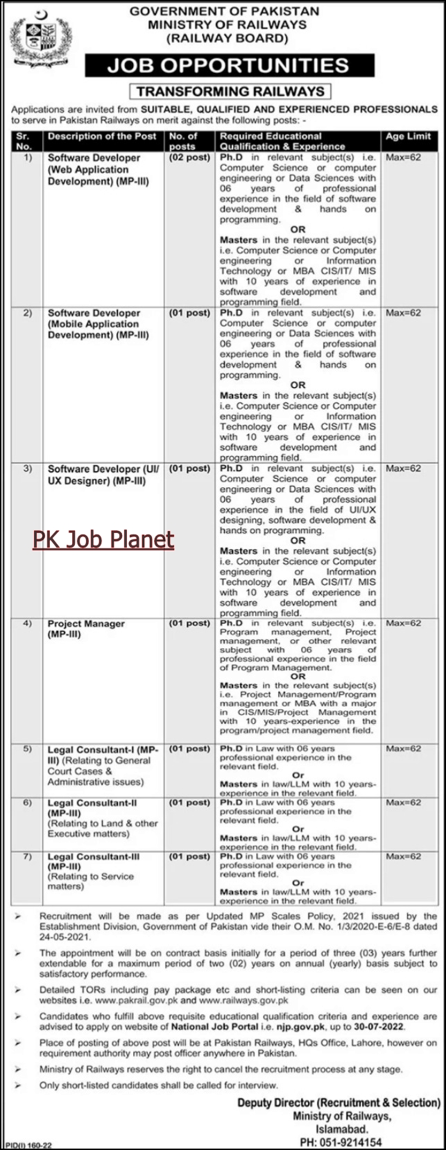 Latest Railways Jobs in Islamabad 2022