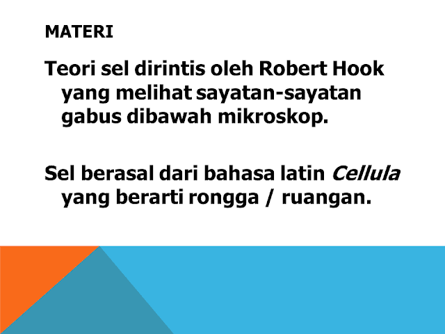 Teori Sel dirintis oleh Robert Hook Yang Melihat Sayatan-Sayatan Gabus dibawah Mikroskop