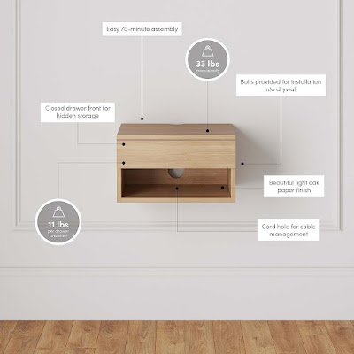 Modern Floating Bedside Nightstand with Drawer