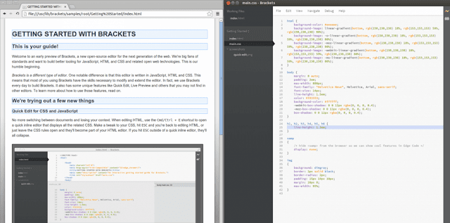 Brackets Code Editor Web Designer