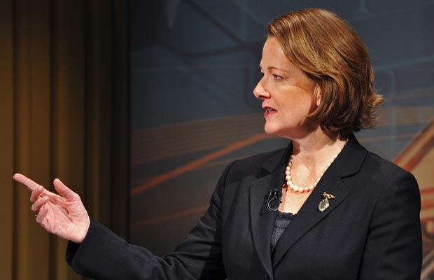 Alison Redford during Thursday's TV debate Edmonton Journal photo