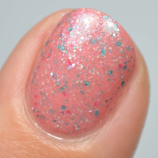 salmon glitter nail polish