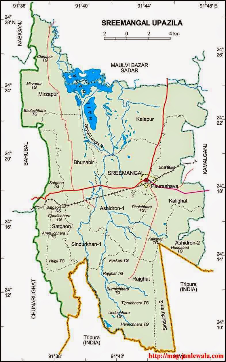 sreemangal upazila map of bangladesh