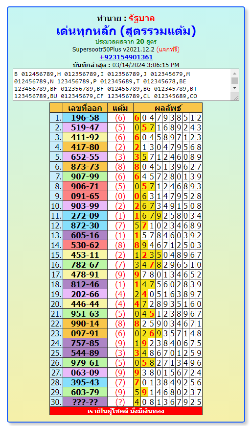 16-03-2024Latest Thai Lottery news  Result today  |  open, closed, middle | Sure Touch   full game