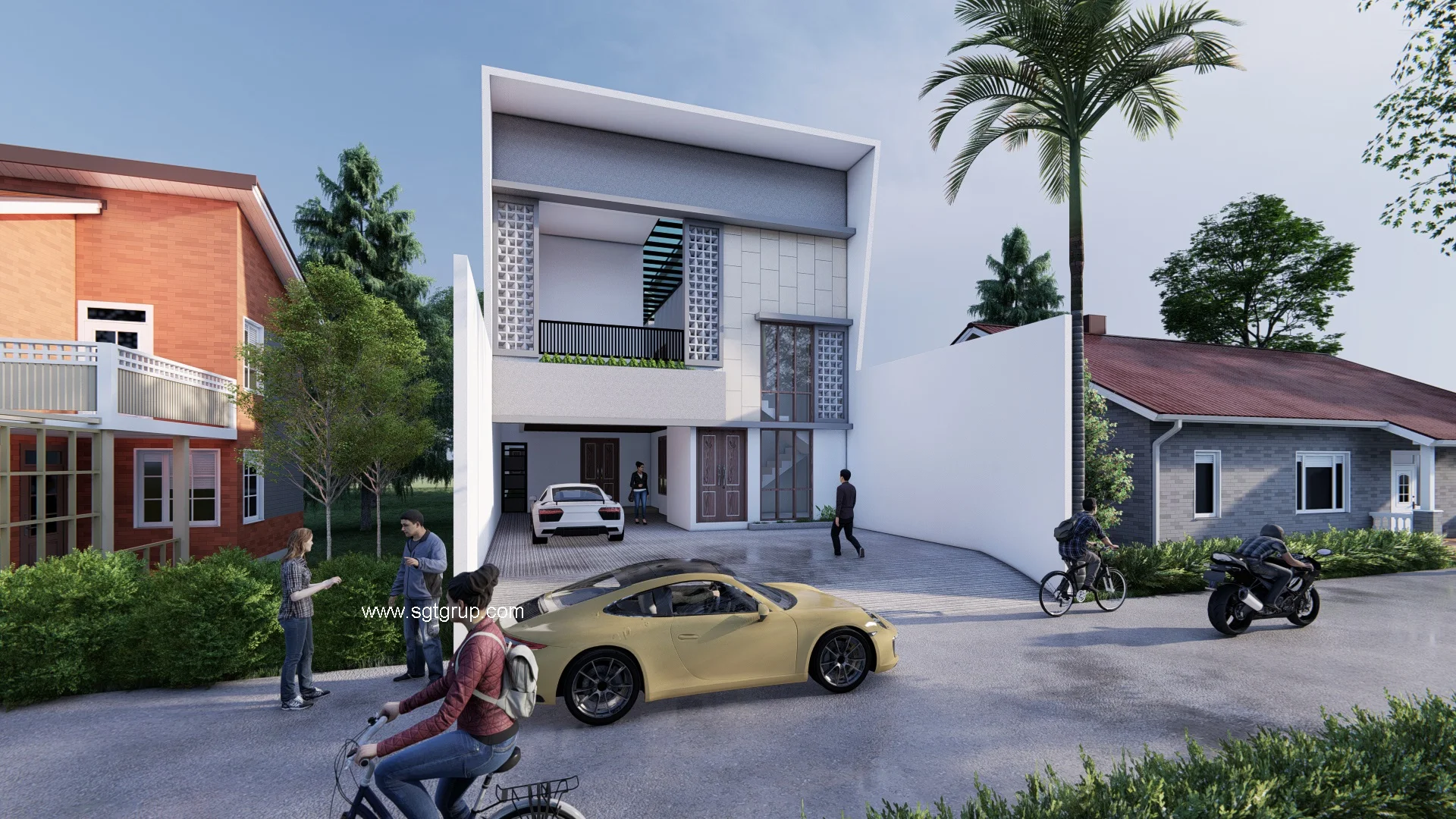 Desain Rumah Minimalis 2 Lantai Carport Luas (2)