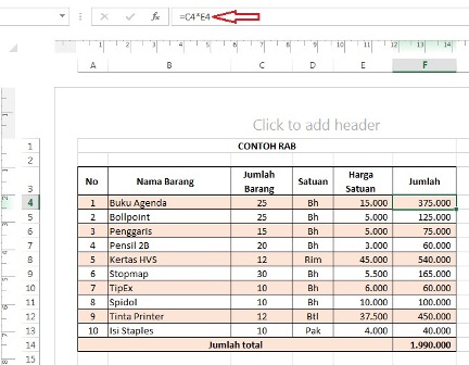 Belajar Rumus Microsoft Excel Sederhana Perkalian Pengurangan Persen Kemejingnet