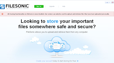 FileSonic's Sharing Functionality is now Disabled