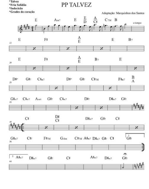 Partitura - Pagode do Revela - Talvez - Fria solidão - Indecisão - Grades do coração - Fala baixinho