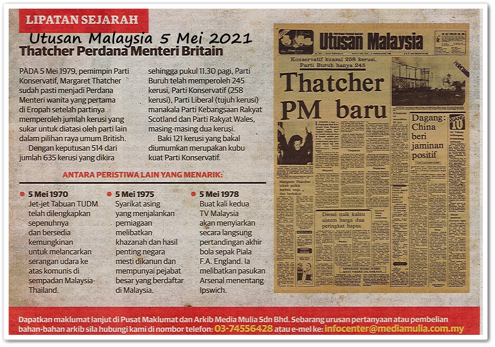 Lipatan sejarah 5 Mei - Keratan akhbar Utusan Malaysia 5 Mei 2021