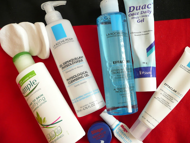 Evening Skincare Routine for Oily Acne-Prone Skin Affordable High Street Simple La Roche Posay Blistex Duac