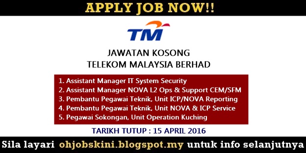 Jawatan Kosong Telekom Malaysia Berhad (TM)