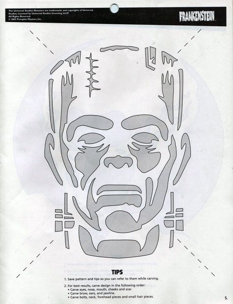 Printable frankenstein pumpkin carving pattern template free download