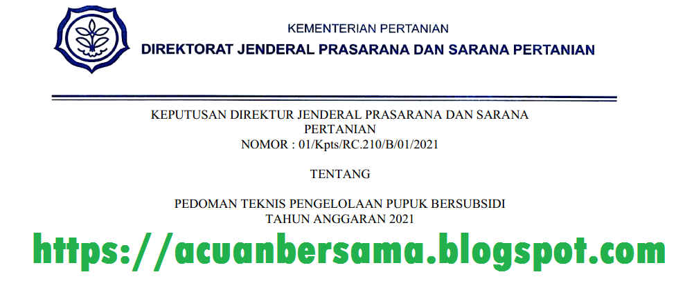 Juknis dan HET Pupuk Bersubsidi Tahun 2021