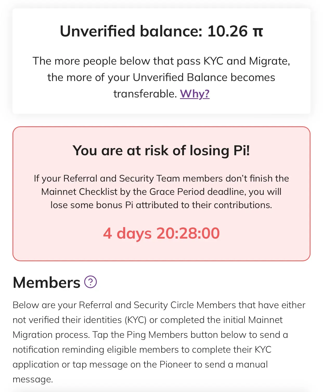 Deadline for Unverified PI to be verified