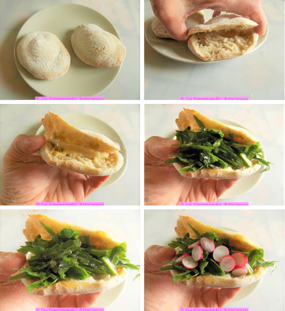 Pita houmous, roquette huile d'origan (Vegan)