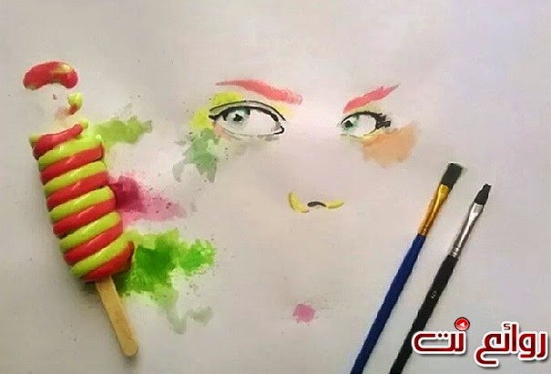 فنان بغدادي يرسم لوحات بالآيس كريم بدل الطلاء فنان بغدادي يرسم لوحات بالآيس كريم بدل الطلاء