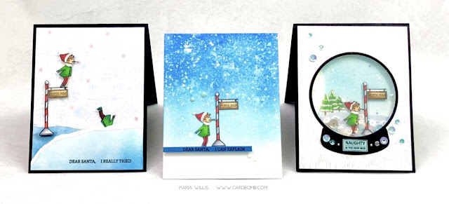 #cardbomb, #mariawillis, #heroarts, Hero Arts, Naughty Elves, #christmas, #cards, #cardmaker, #cardmaking, #handmade, #handmadecards, #art, #craft, create, #diy, ink blending, #shaker card, #video, #videotutorial, 