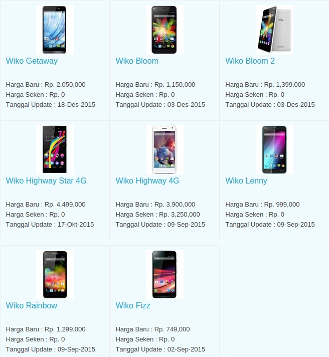 Daftar Harga Hp WIKO Februari 2016