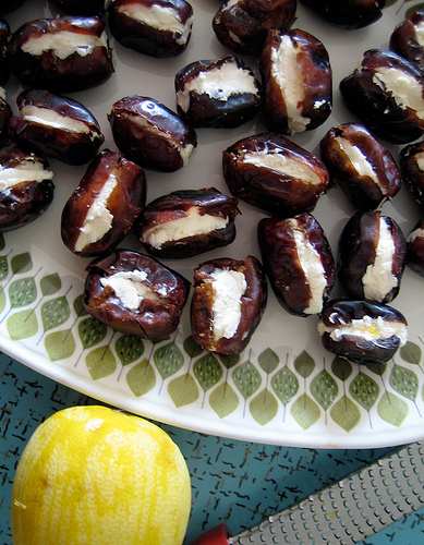 Last on the list of fun finger foods are these goat cheese stuffed dates
