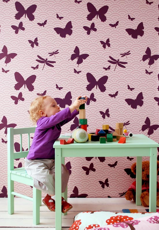 Butterfly Pink Interior Designs Bedroom To Kids Home Idea