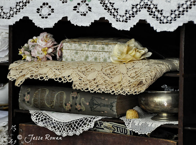 Lace and book by http://lace-age-girl.blogspot.com.au/2016/04/glimpses-of-my-craft-space.html