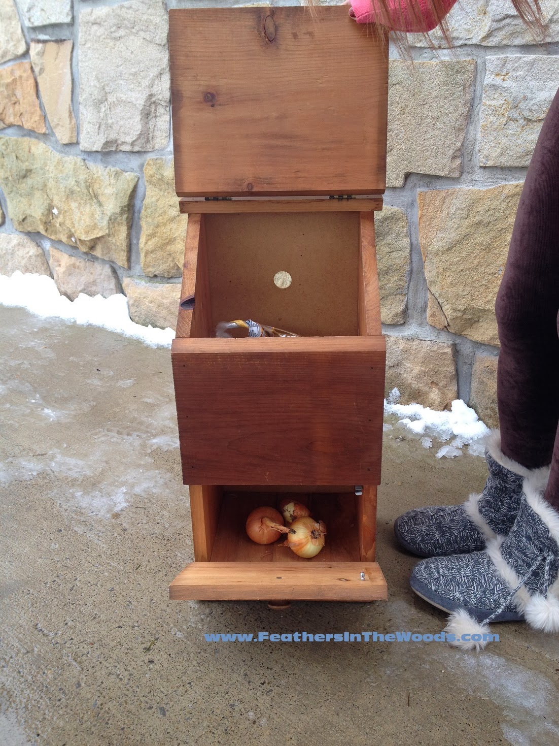 potato onion storage bin wooden