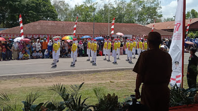 Lomba Gerak Jalan Memeriahkan HUT Kemerdekaan RI Ke 77 Tahun Di Kabupaten PALI