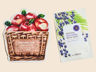 THE SAEM Natural Acai Berry Sheet Mask and Natural-tox Apple Sheet Mask