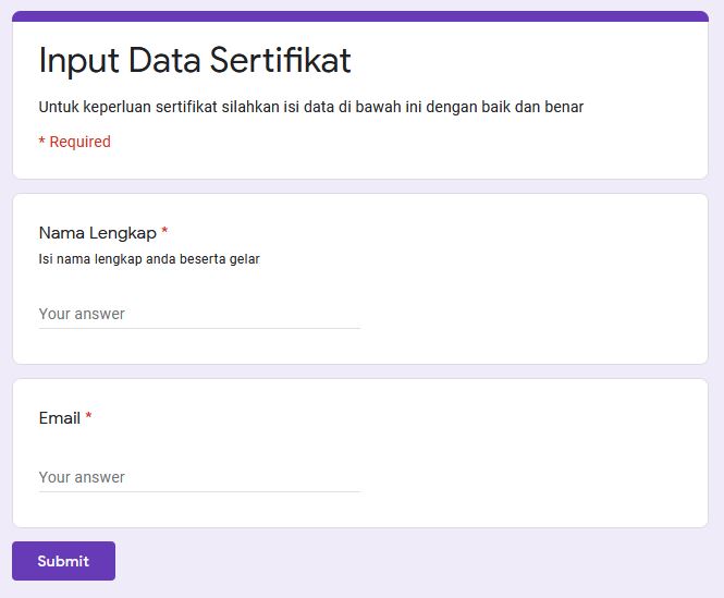 form input data sertifikat