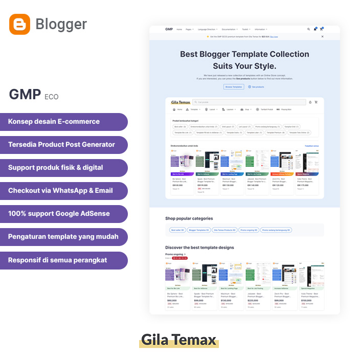 Gila Material Pro (GMP) - Best Premium E-commerce Blogger Template