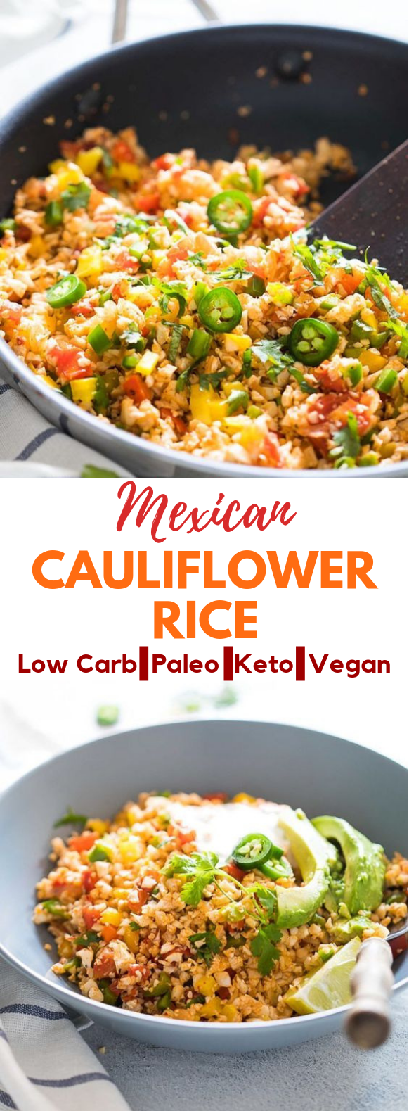 low carb mexican cauliflower rice (paleo, vegan, keto) #Keto #LowCarb