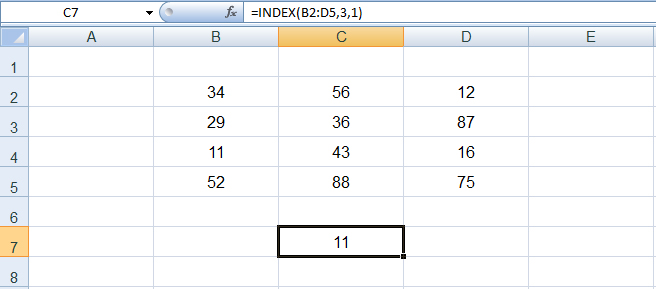 دالة INDEX