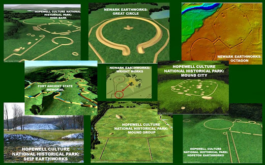 Visual overlay of the sites within the Hopewell Ceremonial Earthworks nomination. Images courtesy of the Newark Earthworks Center and The Ancient Ohio Trail.