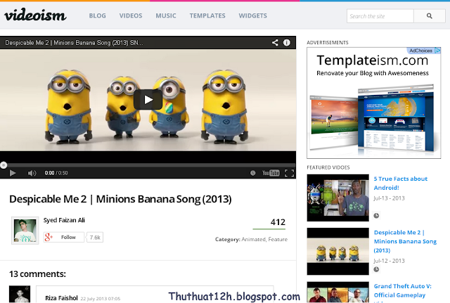 template blogspot giong youtube
