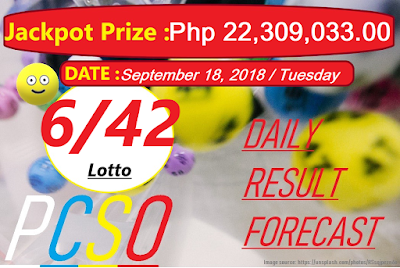 September 18, 2018 6/42 Lotto Result and Jackpot Prize