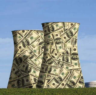 Nuke cooling towers depicted as made out of money