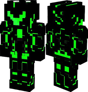 Baixar Skin Minecraft Robo 3d Preto com neon verde Download